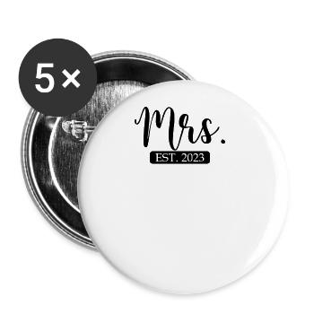Frau Est. 2023 passendes Paar frisch verheiratet v - Buttons groß 56 mm (5er Pack) - Weiß - Vorne
