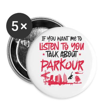 Parkour Free Running Traceur - Buttons large 2.2''/56 mm (5-pack) - white - Front