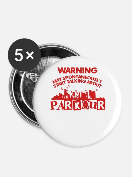 Parkour Free Running Traceur - Buttons groß 56 mm (5er Pack) - Weiß