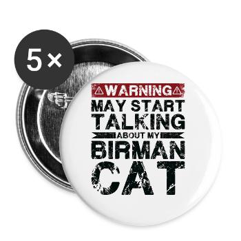 Apropos Birma-Katze - Buttons groß 56 mm (5er Pack) - Weiß - Vorne