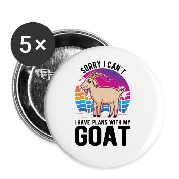 Chèvre Cadeau Chèvre Gardien Chèvre - Lot de 5 grands badges (56 mm) - blanc - Devant