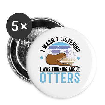 Otter Cadeau Loutre de mer - Lot de 5 grands badges (56 mm) - blanc - Devant
