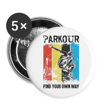 Parkour Free Running Traceur - Buttons groß 56 mm (5er Pack) - Weiß - Vorne