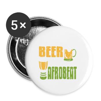 What I Need Is Beer & Afrobeat Retro Vintage - Buttons groß 56 mm (5er Pack) - Weiß - Vorne