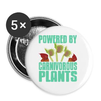 Powered By Carnivorous Plants Retro Vintage - Buttons large 2.2''/56 mm (5-pack) - white - Front