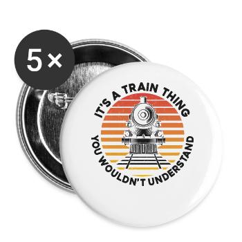 Steam Train Driver Trainspotting - Buttons groß 56 mm (5er Pack) - Weiß - Vorne