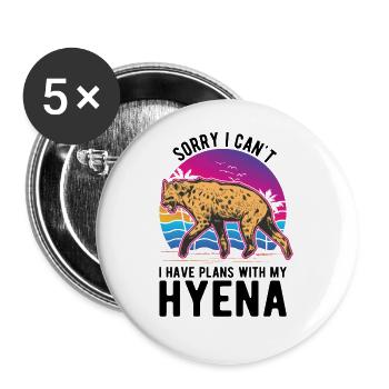Hyena Gift Earth Wolf Hyena - Buttons large 2.2''/56 mm (5-pack) - white - Front