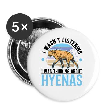 Hyäne Geschenk Erdwolf Hyena - Buttons groß 56 mm (5er Pack) - Weiß - Vorne