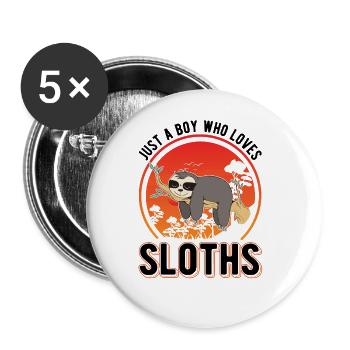 Just a Boy who loves Sloths Sloth Boy - Buttons large 2.2''/56 mm (5-pack) - white - Front
