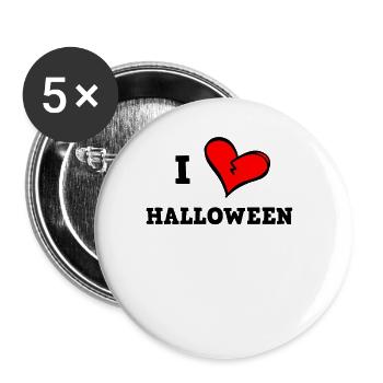 Ich liebe Halloween - Buttons groß 56 mm (5er Pack) - Weiß - Vorne