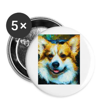 Corgi Portrait Vincent Van Gogh Style Hund - Buttons groß 56 mm (5er Pack) - Weiß - Vorne