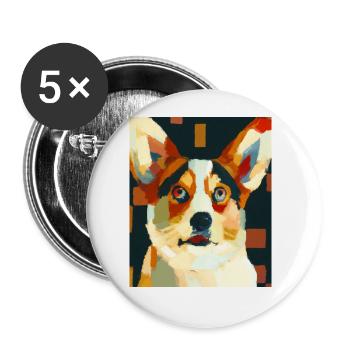 Corgi Portrait Kubismus Hund - Buttons groß 56 mm (5er Pack) - Weiß - Vorne