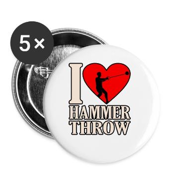 I love hammer throw - Buttons large 2.2''/56 mm (5-pack) - white - Front