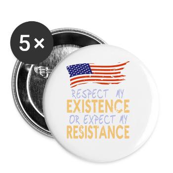 Respect My Existence Or Expect My Resistance Retro - Buttons large 2.2''/56 mm (5-pack) - white - Front