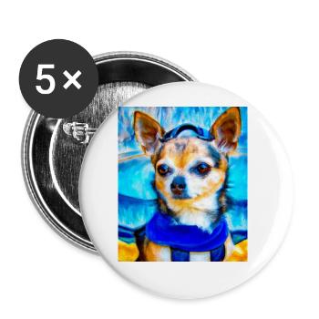 Chihuahua Portrait Vincent Van Gogh Style Hund - Buttons groß 56 mm (5er Pack) - Weiß - Vorne