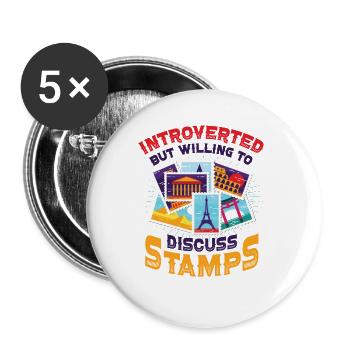 Introverted, but ready to receive stamps - Buttons large 2.2''/56 mm (5-pack) - white - Front