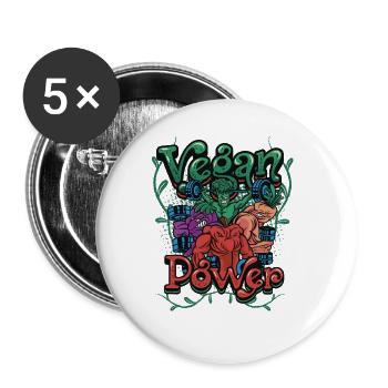 Vegane Kraft Vegane Fitness Veganer Sportler - Buttons groß 56 mm (5er Pack) - Weiß - Vorne