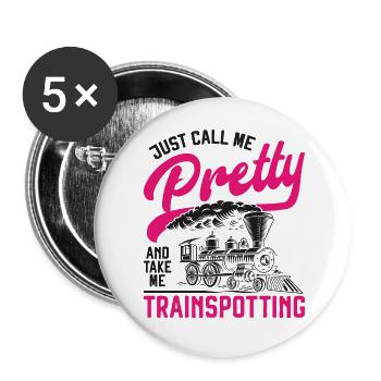 Steam Train Driver Trainspotting - Buttons groß 56 mm (5er Pack) - Weiß - Vorne