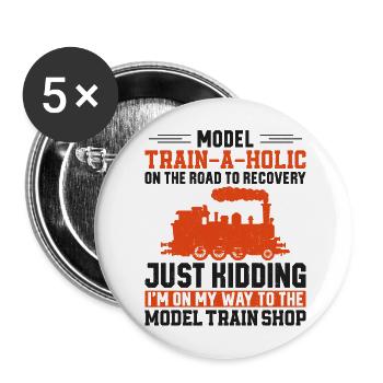 Steam Train Driver Trainspotting - Buttons groß 56 mm (5er Pack) - Weiß - Vorne