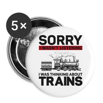 Steam Train Driver Trainspotting - Buttons groß 56 mm (5er Pack) - Weiß - Vorne