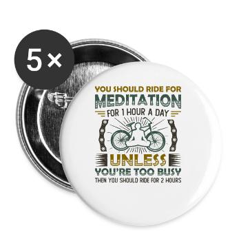 Le cyclisme est ma méditation. - Lot de 5 grands badges (56 mm) - blanc - Devant