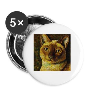 Siam Cats Portrait Gustav Klimt Style Cat - Buttons large 2.2''/56 mm (5-pack) - white - Front