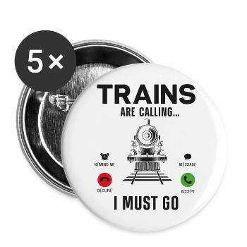 Steam Train Driver Trainspotting - Buttons groß 56 mm (5er Pack) - Weiß - Vorne