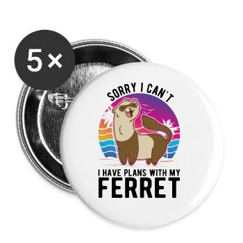 Ferret Lover Ferret Cadeau - Lot de 5 grands badges (56 mm) - blanc - Devant