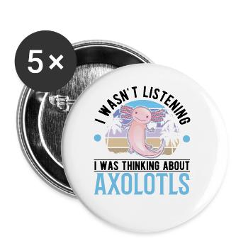 Axolotl Gift Tail Lurch - Buttons large 2.2''/56 mm (5-pack) - white - Front