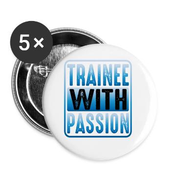 Trainee With Passion - Buttons large 2.2''/56 mm (5-pack) - white - Front