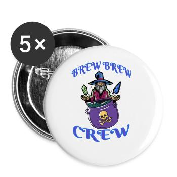Brew Brew Crew Funny Retro Halloween Wizard - Buttons groß 56 mm (5er Pack) - Weiß - Vorne