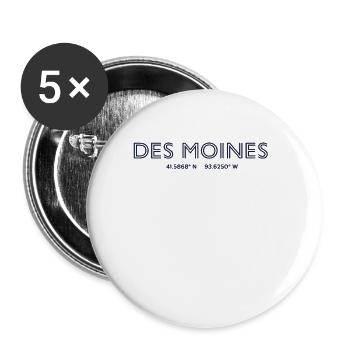 USA Stadt Koordinaten - Des Moines - Buttons groß 56 mm (5er Pack) - Weiß - Vorne