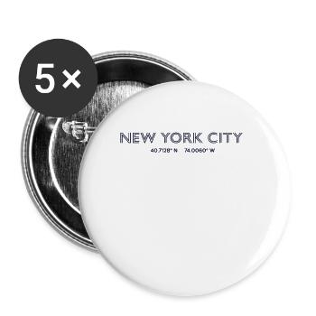 USA City Coordinates - New York City - Buttons large 2.2''/56 mm (5-pack) - white - Front