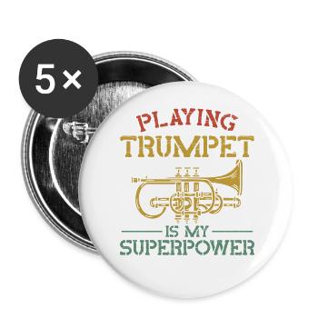 Trumpet Player Vintage Playing - Buttons large 2.2''/56 mm (5-pack) - white - Front