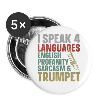 Trumpet Player Vintage Retro I - Buttons large 2.2''/56 mm (5-pack) - white - Front