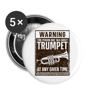 Trompette Vintage Warning - Lot de 5 grands badges (56 mm) - blanc - Devant