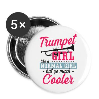 Trumpet Player Girl Trumpet Girl - Buttons groß 56 mm (5er Pack) - Weiß - Vorne