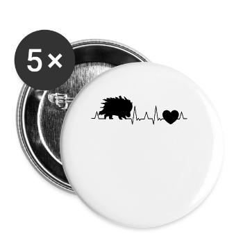 Porcupine heartbeat - Buttons large 2.2''/56 mm (5-pack) - white - Front