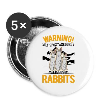 Kaninchen Häschen Hase Kaninchen - Buttons groß 56 mm (5er Pack) - Weiß - Vorne