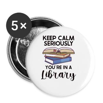 Book Reader Reading Literature Lover Writing - Buttons large 2.2''/56 mm (5-pack) - white - Front