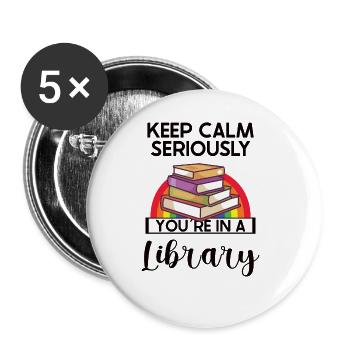 Book Reader Reading Literature Lover Writing - Buttons large 2.2''/56 mm (5-pack) - white - Front