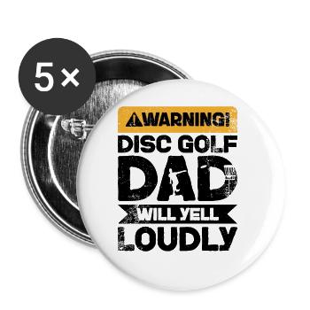 Warnung Schreien - Disc Golf Dad - Buttons groß 56 mm (5er Pack) - Weiß - Vorne