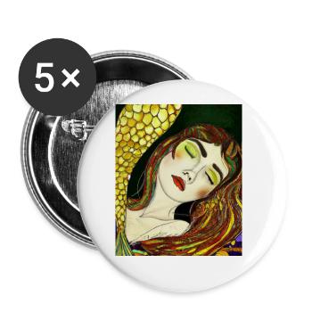 Mermaid Portrait Gustav Klimt Style - Buttons large 2.2''/56 mm (5-pack) - white - Front