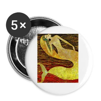 Mermaid Portrait Gustav Klimt Style - Buttons large 2.2''/56 mm (5-pack) - white - Front