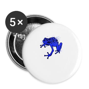 Frosch Zeichnung - Blauer Pfeilgiftfrosch - Buttons groß 56 mm (5er Pack) - Weiß - Vorne