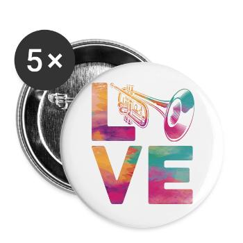Trumpet Player Watercolor Love - Buttons groß 56 mm (5er Pack) - Weiß - Vorne