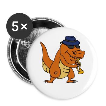 Trumpet Player T Rex Jazz - Buttons large 2.2''/56 mm (5-pack) - white - Front