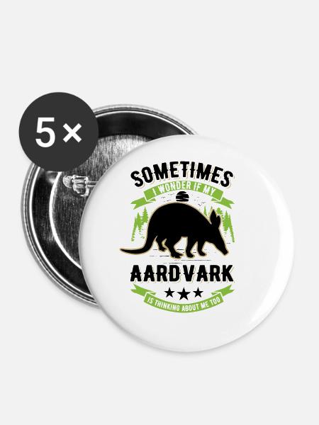 Erdferkel Geschenk Aardvark - Buttons groß 56 mm (5er Pack) - Weiß