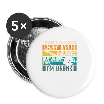 Banjo Betrunkener Biertrinker Musiker Gitarre - Buttons groß 56 mm (5er Pack) - Weiß - Vorne