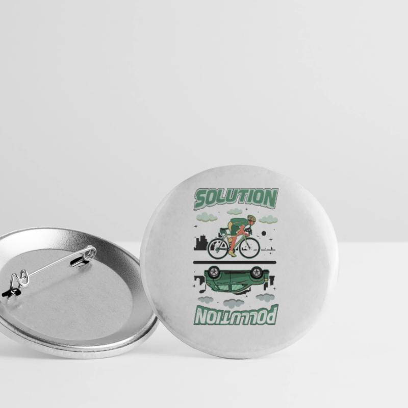 Polution Solution Umweltschutz Radfahren Buttons groß 56 mm (5er Pack)